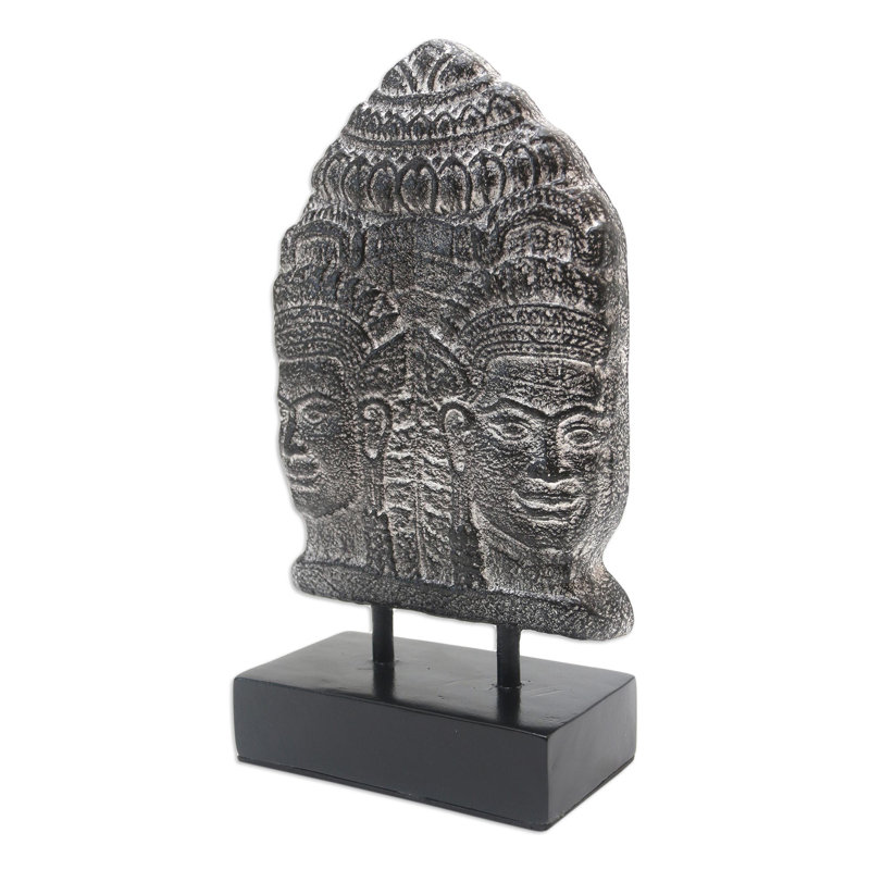 Statuette de ciment deux visages de Bouddha
