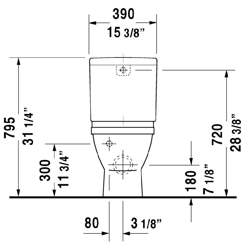 Cuvette de toilette allongée à double chasse (siège non inclus) Starck 3
