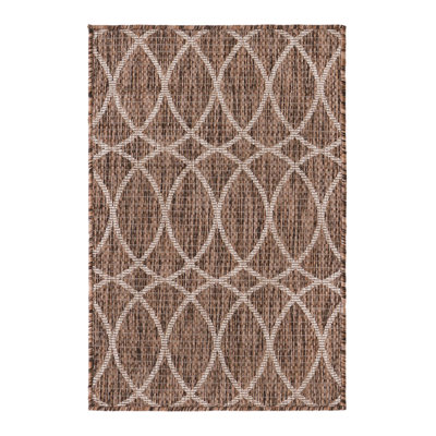 Tapis intérieur / extérieur géométrique brun
