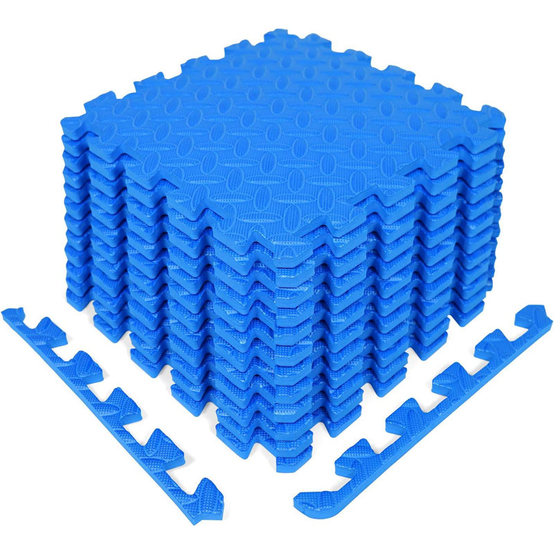 Blue 12-Square Feet Interlocking EVA Foam Exercise Mats