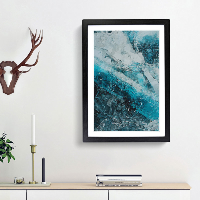 Beauty of a Glacier in Abstract - Picture Frame Graphic Art Print, 48cm H x 36cm W x 2cm D, Black Framed