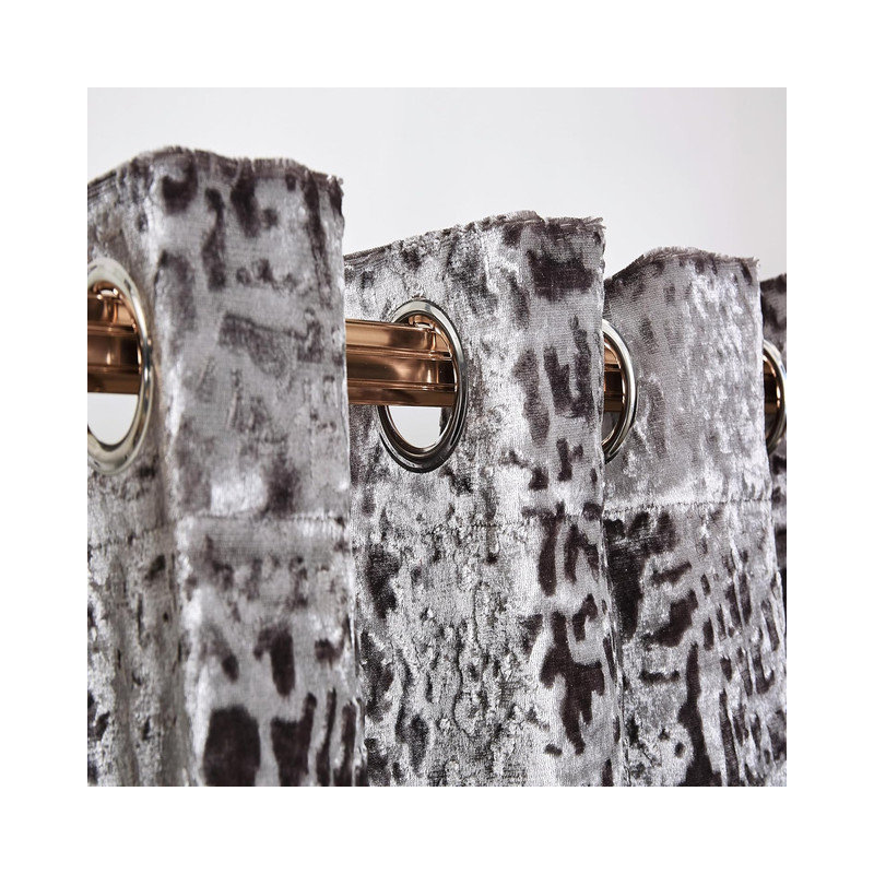 Adelen Velvet Blackout Curtain Pair, 168cm Width x 183cm Drop, Silver