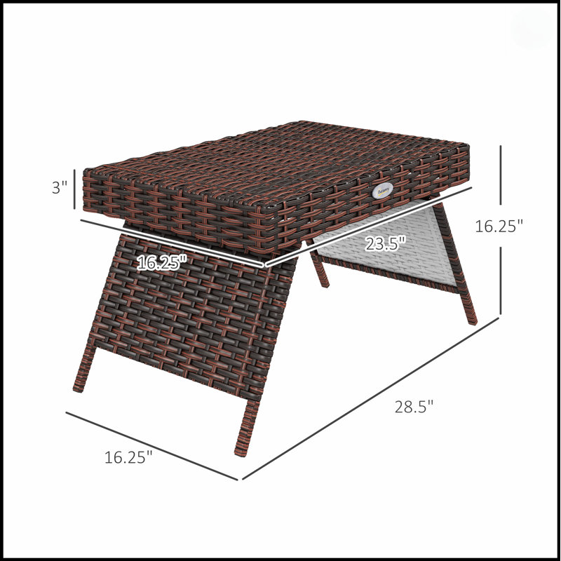 Table d'appoint pliante en rotin Outsunny, osier en PE tissé à la main durable pour une utilisation intérieure et extérieure, portable et résistante aux intempéries