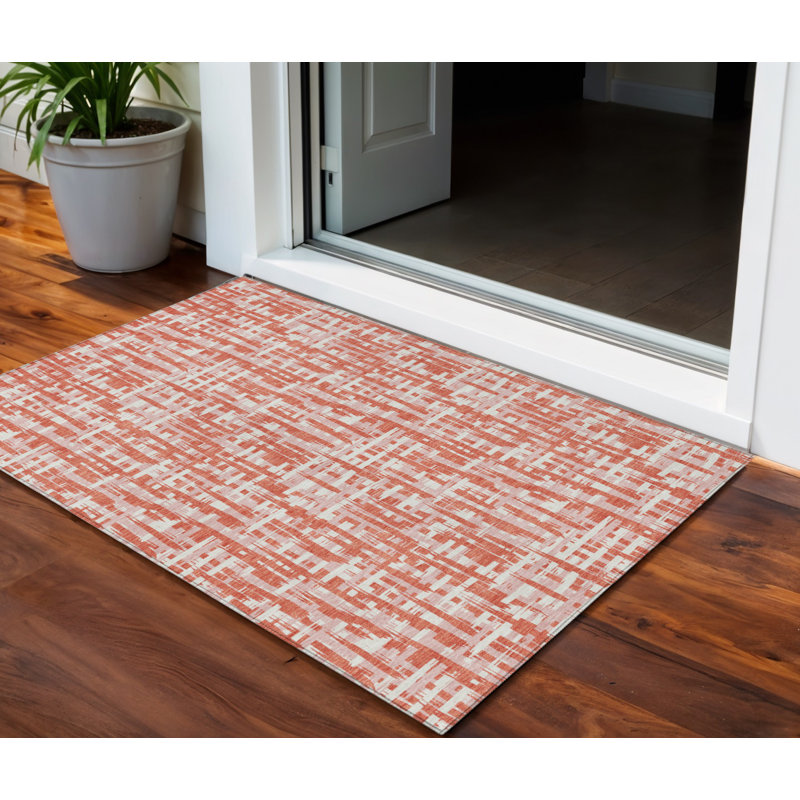 Tapis intérieur lavable abstrait 3 pi x 5 pi Coral