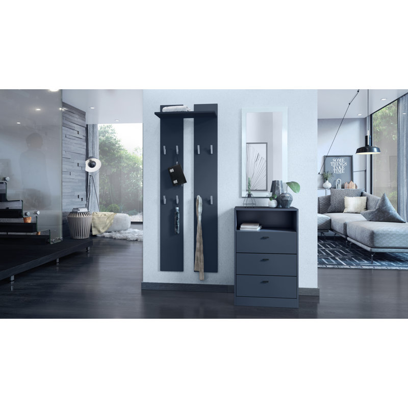 Gavrielle 56 cm W Chest of 3 Drawers, Matt Anthracite/Matt Anthracite
