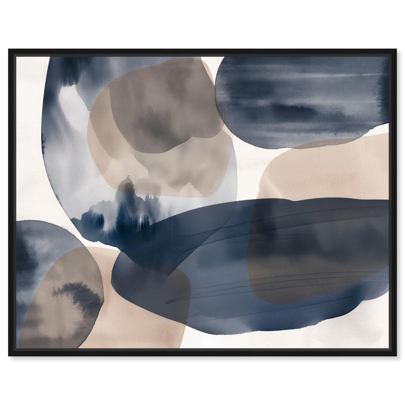 Art Remedy, aquarelle abstraite, toile, rouille et noir, H 21 po x l 17 po, Cadre flottant noir