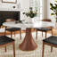 Piédestal en bois massif de style Mid-Century 5 pièces Tavion (1 table et 4 chaises rembourrées)-660039499-660039495