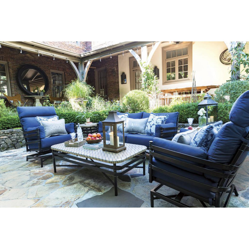 Lancaster Outdoor Ottoman, Cast Ash Sunbrella® Plainweave
