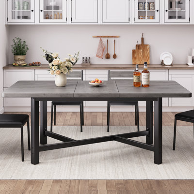 Aveline Extendable Dining Table 47" To 63" - Expandable Table With X-Brace Metal Legs, Smooth Glide Mechanism, Seats 6-8, Space Saving For Small Areas