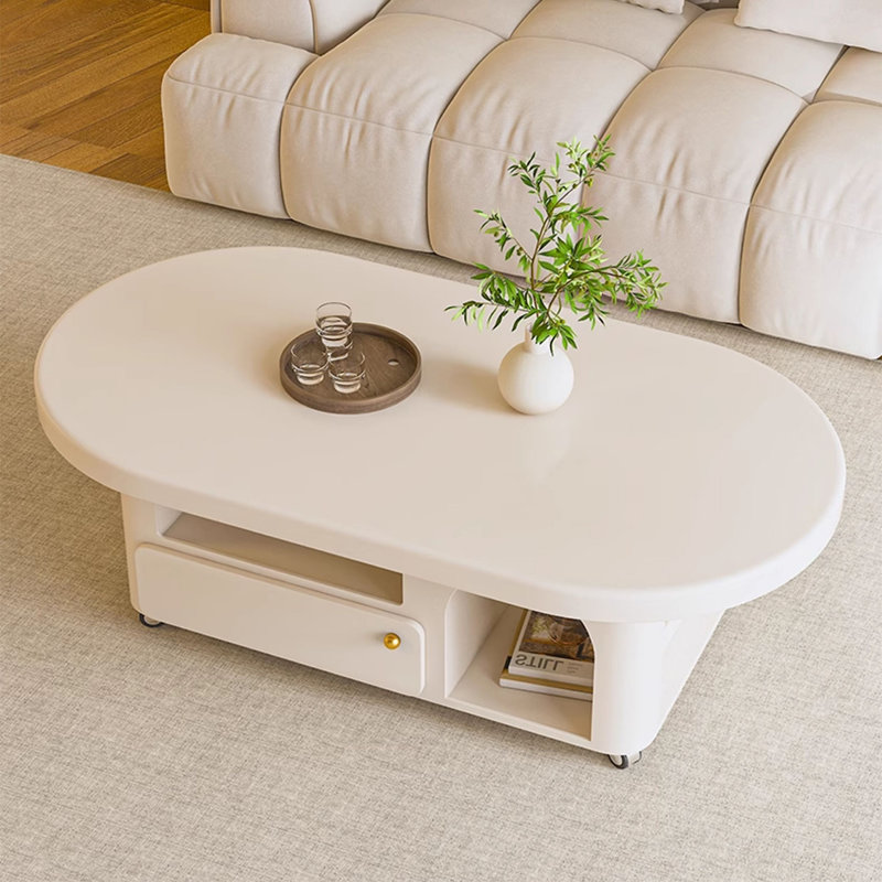 Cream-style movable coffee table, Cream, 16.5" H x 51.2" L x 23.6" W