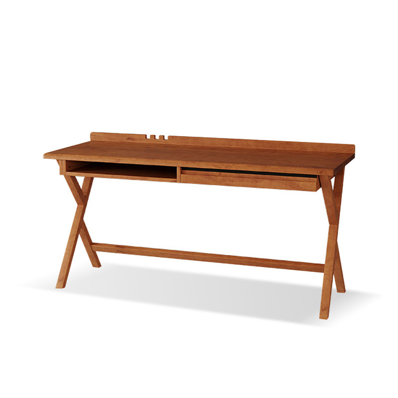 Brown Rectangular Solid Wood with 1 drawers desk, 31.5" H x 55.12" W x 23.62" D