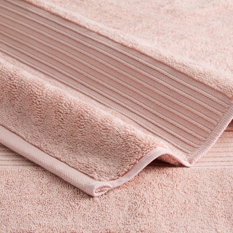 TOWN & COUNTRY EVERYDAY 4-Piece Solid Dobby Border Hand Towel Set, 20x30-Inch, 100% Cotton, Blush