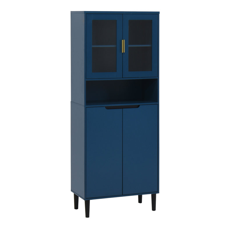 Bibliothèque haute avec rangement réglable, Bleu