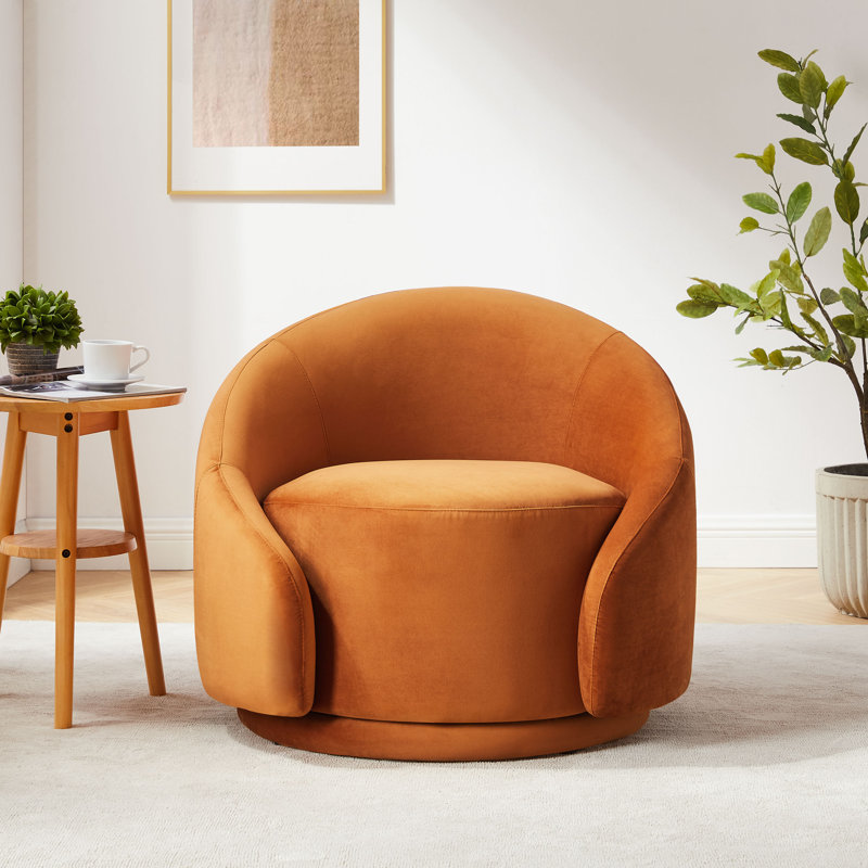Fauteuil pivotant large de 34,2 po Frieson, Velours cari