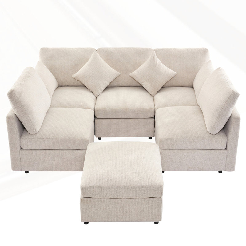 Sectional Sofa Modular Sofa U-shaped Sofa Couch, Beige