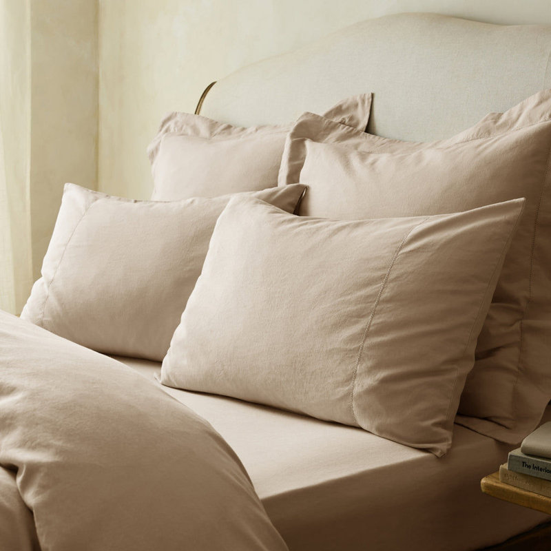 Arber Luxury Linen Blend Superking Housewife Pillowcase Pairs, Stone