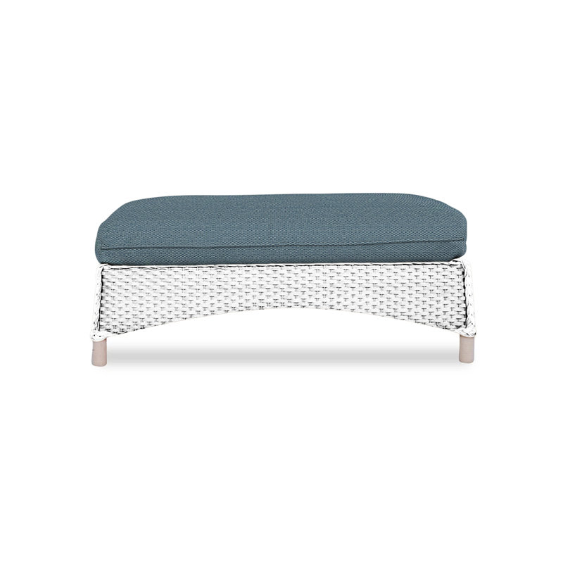 Mandalay Outdoor Ottoman, White, Rollo Linen