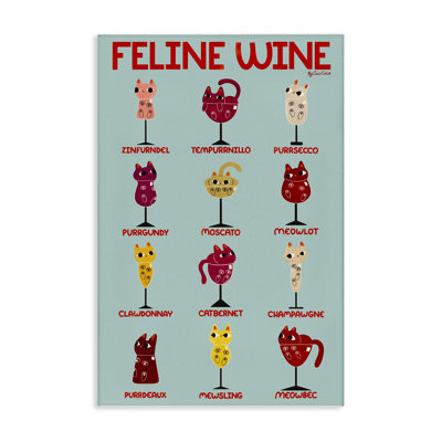 Clever Feline Wine Drinks Canvas, design by Carrie Cantwell