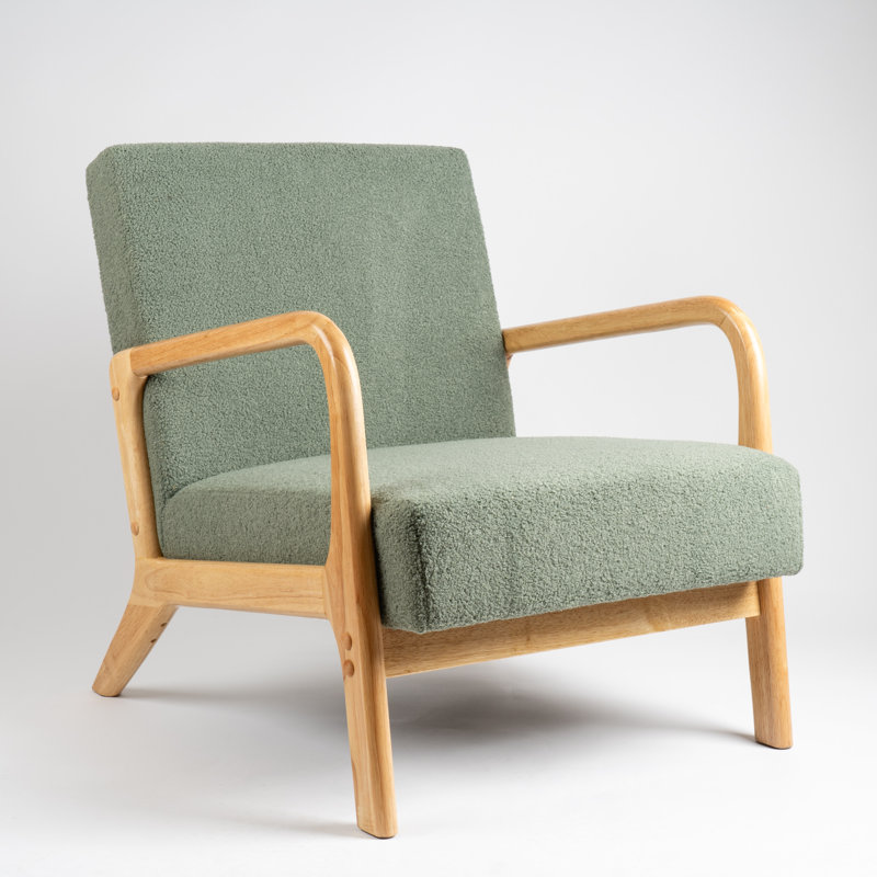 Boucle Accent Chair (Curved Arms), Green