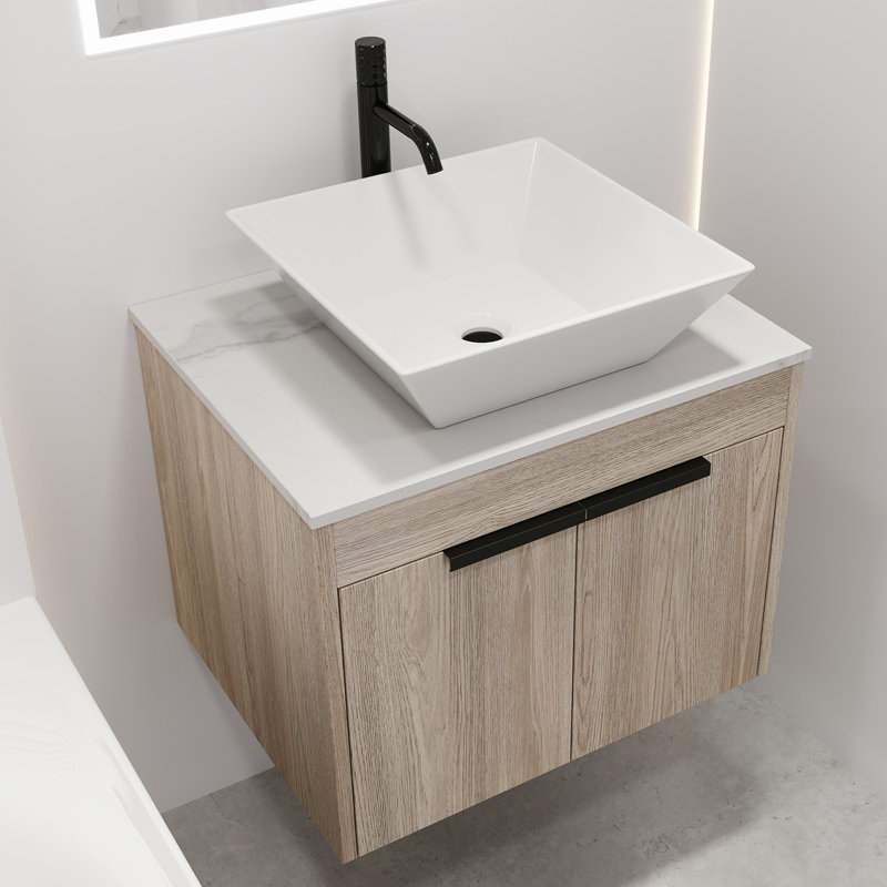 Ortrude 23.6'' Single Bathroom Vanity with Ceramic Top