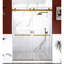 Porte de douche coulissante double de 56 po à l 60 po x H 80 po, verre trempé de 3/8 po de 10 mm, or brossé, ouverture réversible, verre avec film fracassant, rail imperméable, cadre en acier inoxydable 304 H 80 po-130221661