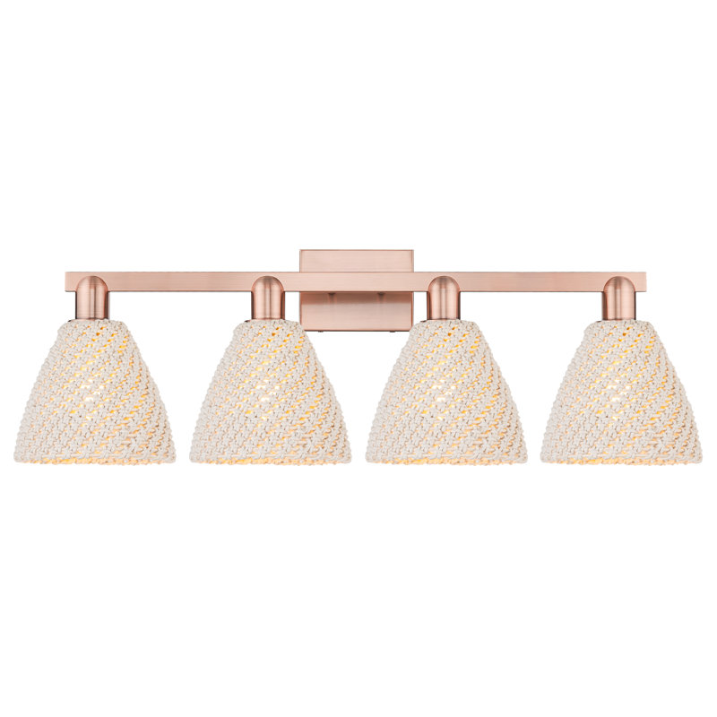 Éclairage pour meuble-lavabo avec abat-jour en fibres naturelles Ciesla, H 11,25 po x l 36 po x P 8,25 po, Cuivre antique