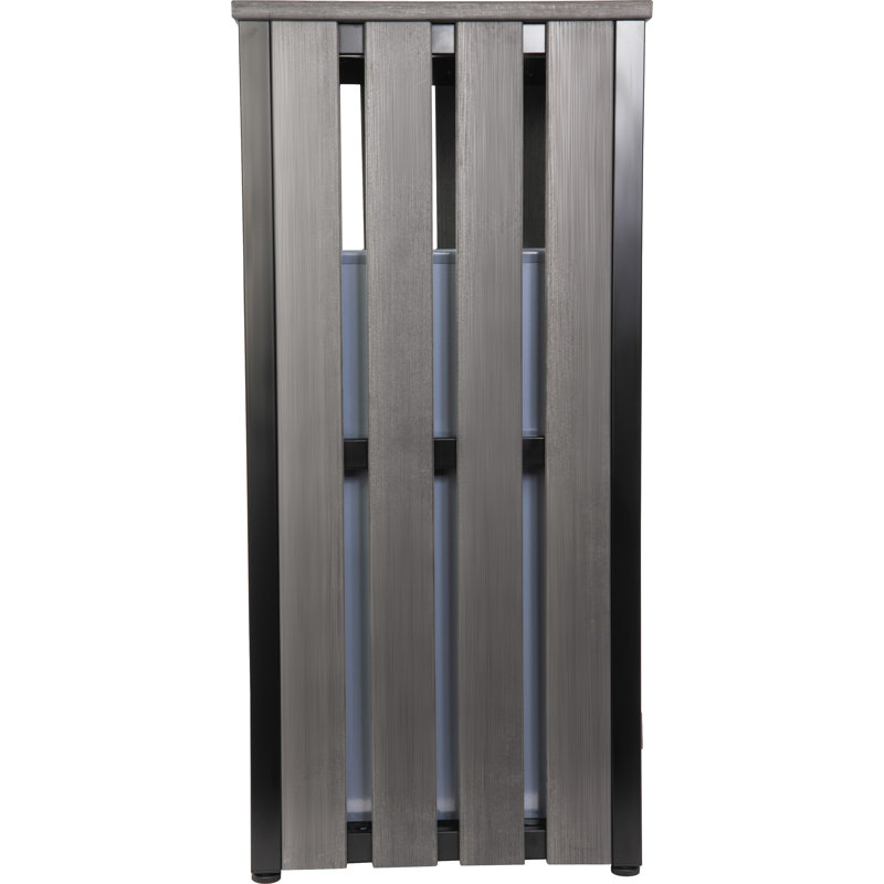 Charcoal Gray Wood and Metal Outdoor Waste Bin with Ashtray