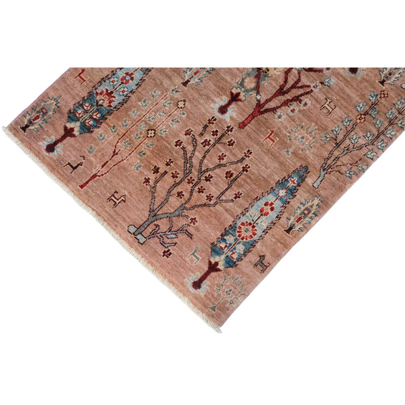 High-Quality Hand-Knotted Pink And Blue Area Rug