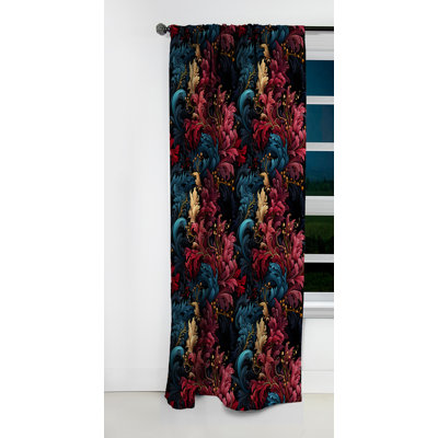 Rideau floral mauve et luxueux Regal mauve et bleu - 1 panneau