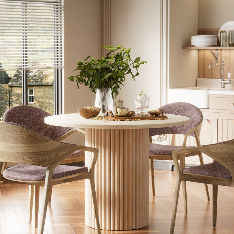 Round Dining Room Table for 1-4, with Solid Wood Base, 29.9" H x 39.9" L x 39.9" W