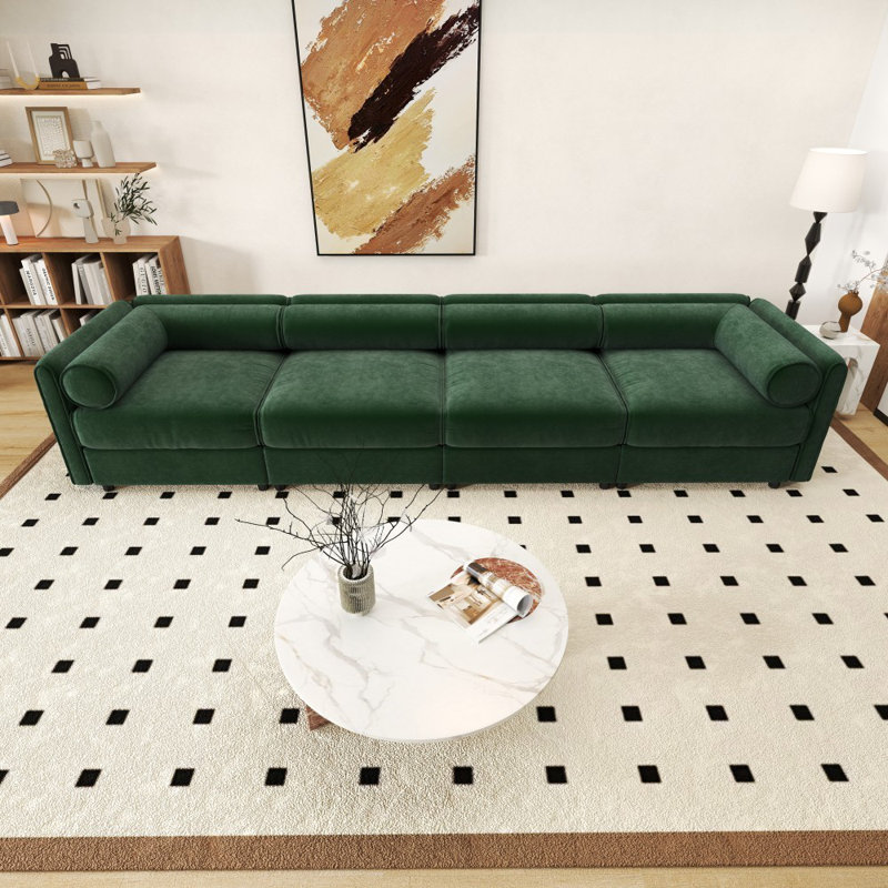 Canapés en chenille de 142,5 po avec siège de rangement, Vert