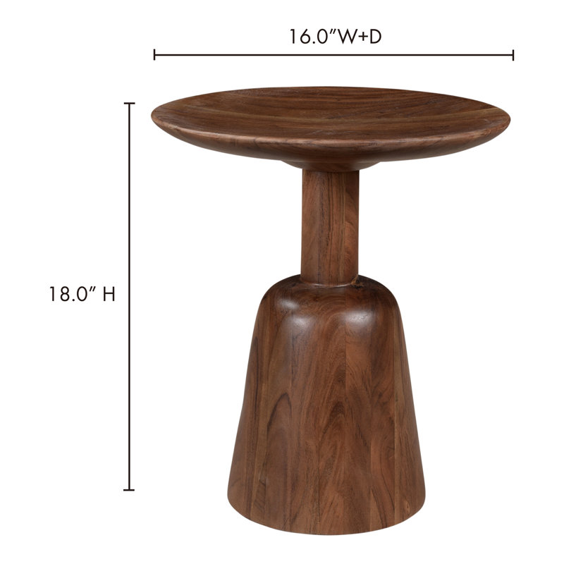Nels Solid Wood End Table, Dark Brown