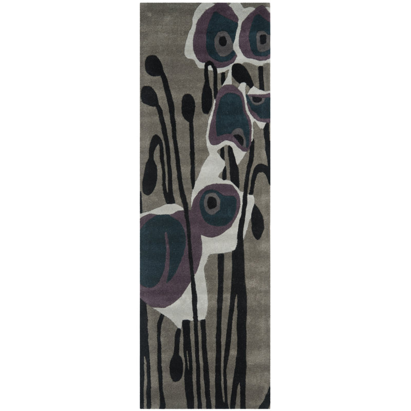 Candelo Hand Tufted Wool Floral Rug, Runner 2'6" x 6'