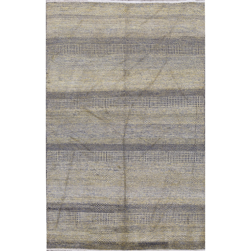 Tapis noir et jaune de haute qualité noué à la main
