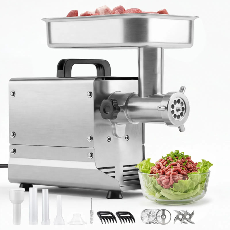 Hachoir à viande, avec 3 assiettes, 3 tubes de remplissage de saucisses, machine à saucisses en acier inoxydable pour cuisines et restaurants, répertorié ETL