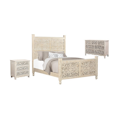 Harleen Solid Wood Piece Bedroom Set