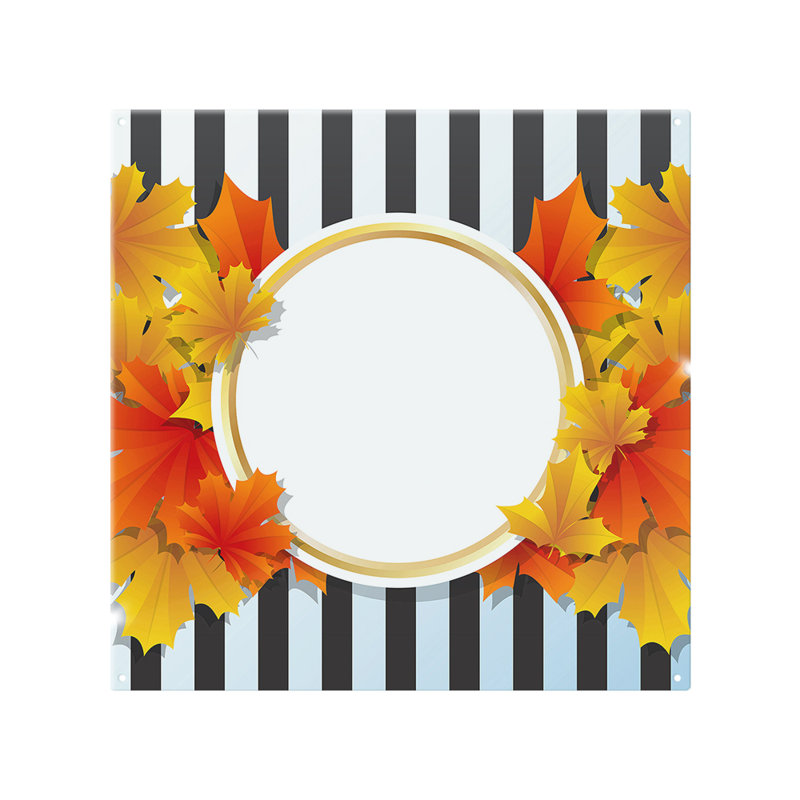 Autumn Leaves On Stripes Splash Back, 70cm L x 50cm W