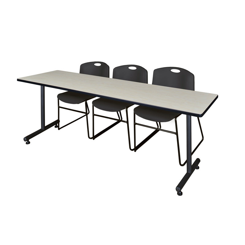 Table de formation en T Nick Nick, 2 chaises empilables Zeng, Noir, Cerisier