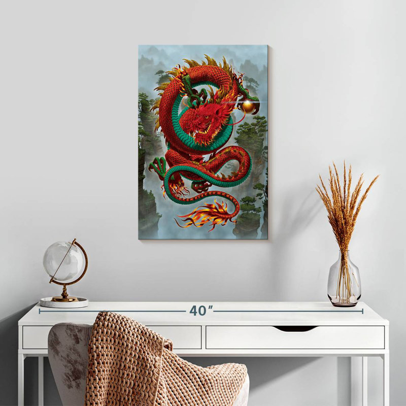 Brampt Good Fortune Dragon Red, 24" H x 16" W