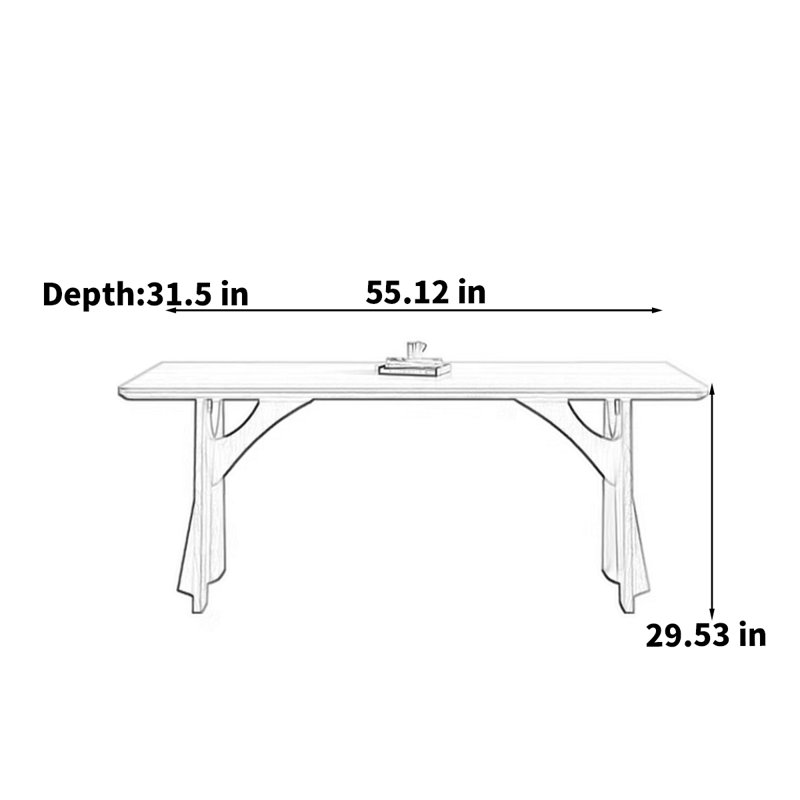 Table de salle à manger style champêtre, H 29,53 po x L 55,12 po x l 31,5 po