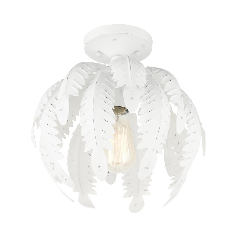 Plafonnier semi-encastré 12,625 po à 1 lumière Dockside, Blanc antique