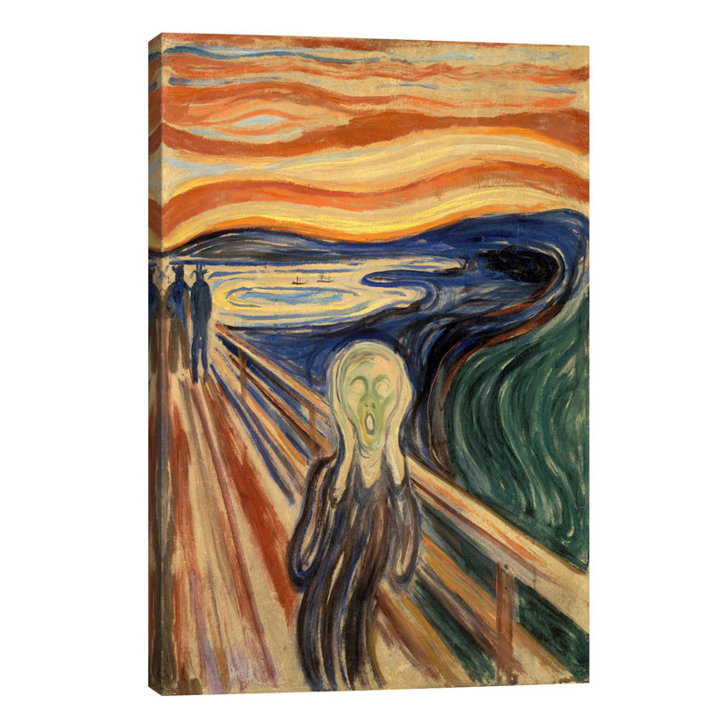 « the scream » par edvard munch it, reproduction sur toile tendue, Papier avec cadre noir, Blanc, H 32 po x l 24 po x P 1 po
