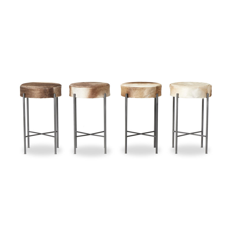 Nocona Upholstered Bar Stool with Metal Frame, Speckled Hide - Brown, Counter Stool (26" Seat Height)