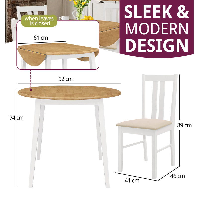 Ledbury Drop Leaf Round Dining Table With 2 Aston Chairs