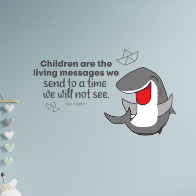 Décalcomanie murale enfant mignonne requin en vinyle