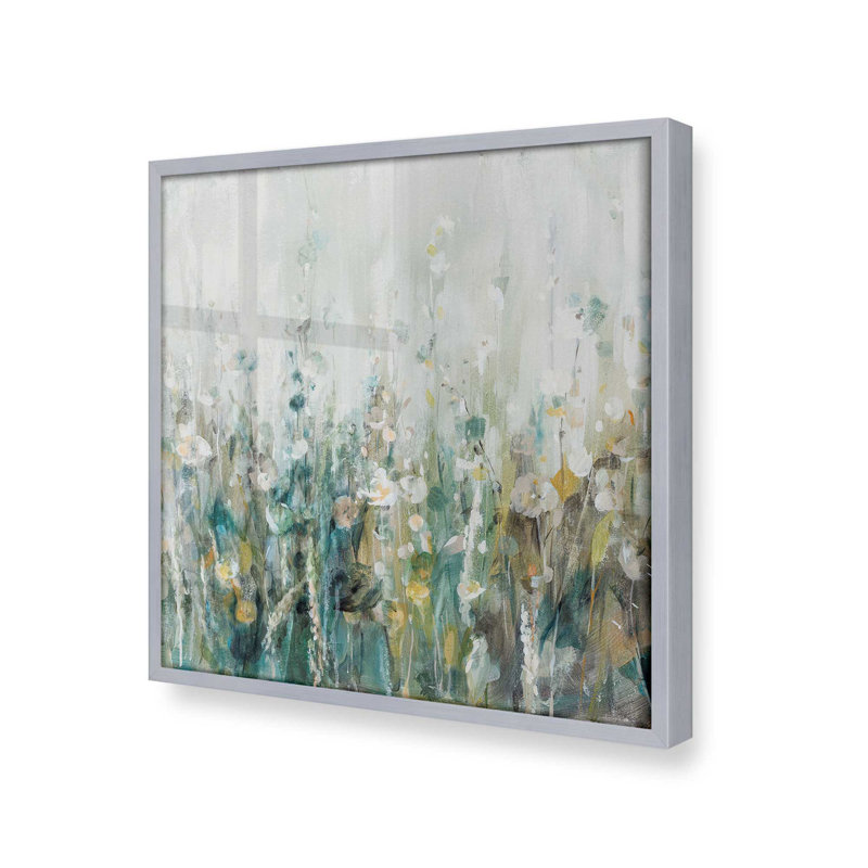 Motif de fleurs sauvages, Cadre en chrome poli, H 21,75 po x l 21,75 po x P 1,25 po