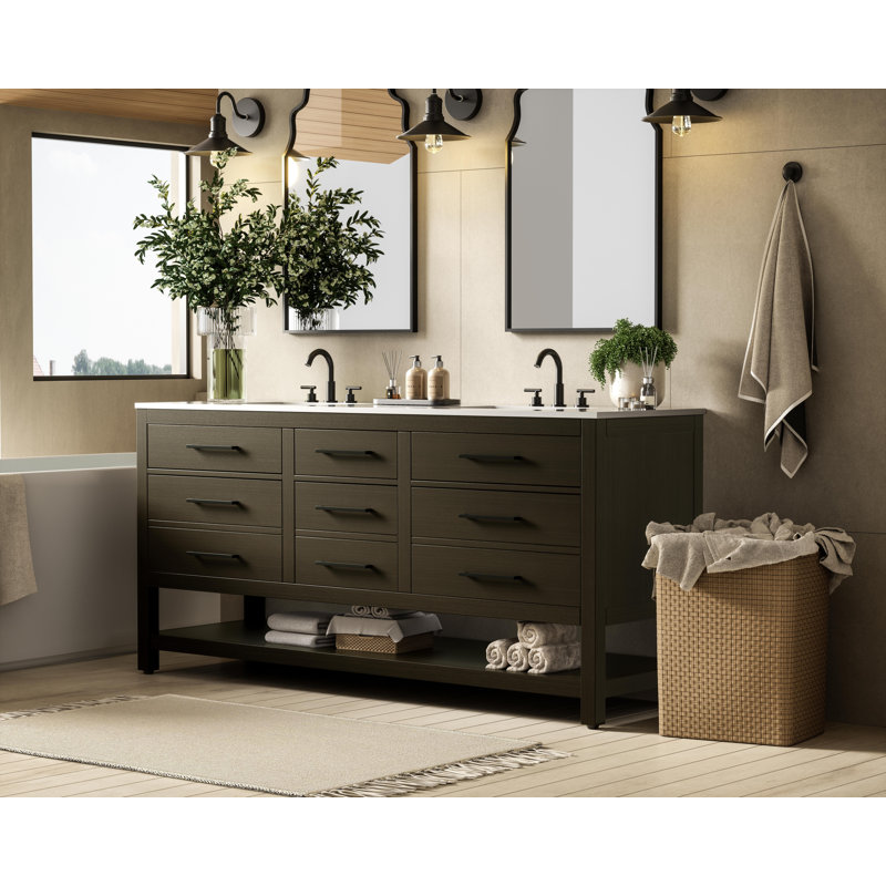 Meuble-lavabo double 72 po_Moderne_VF60572, Brun moka