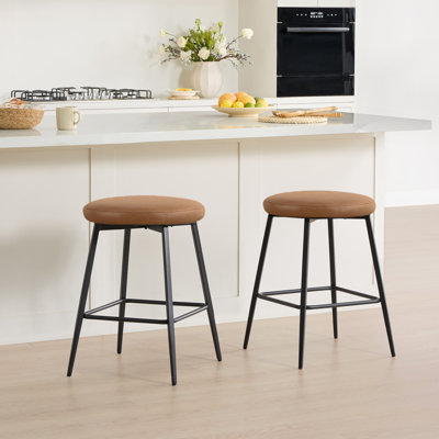 Swivel Upholstered Counter Stool with Metal Frame