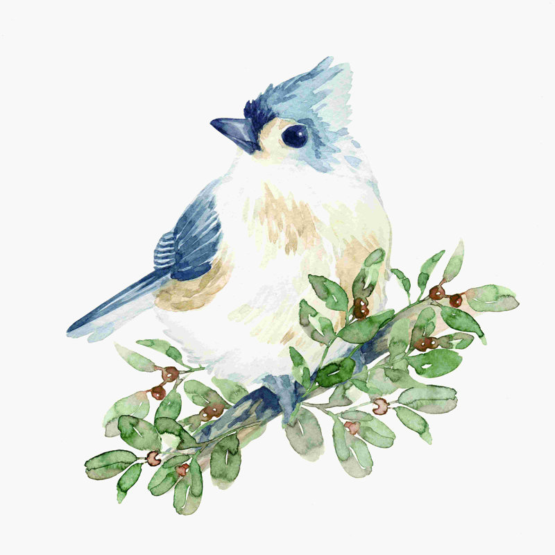 Mésange charbonnière - peinture sur toile tendue, H 12 po x l 12 po