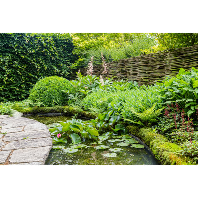 Garden Design with Water Elements by Hildaweges - Wrapped Canvas Photograph -  Ebern Designs, 67E9F8F9F9E84D20B81D7473A1AC6C87
